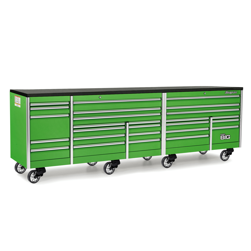 Snap-on 144 吋 26 抽屜五排 EPIQ™ 系列床襯頂滾輪駕駛室，附 PowerDrawer（極致綠色） 144" 26 Drawer Five Bank EPIQ™ Series Bed Liner Top Roll Cab with PowerDrawer (Extreme Green) KEXP725D7PJJ - 商品圖 1