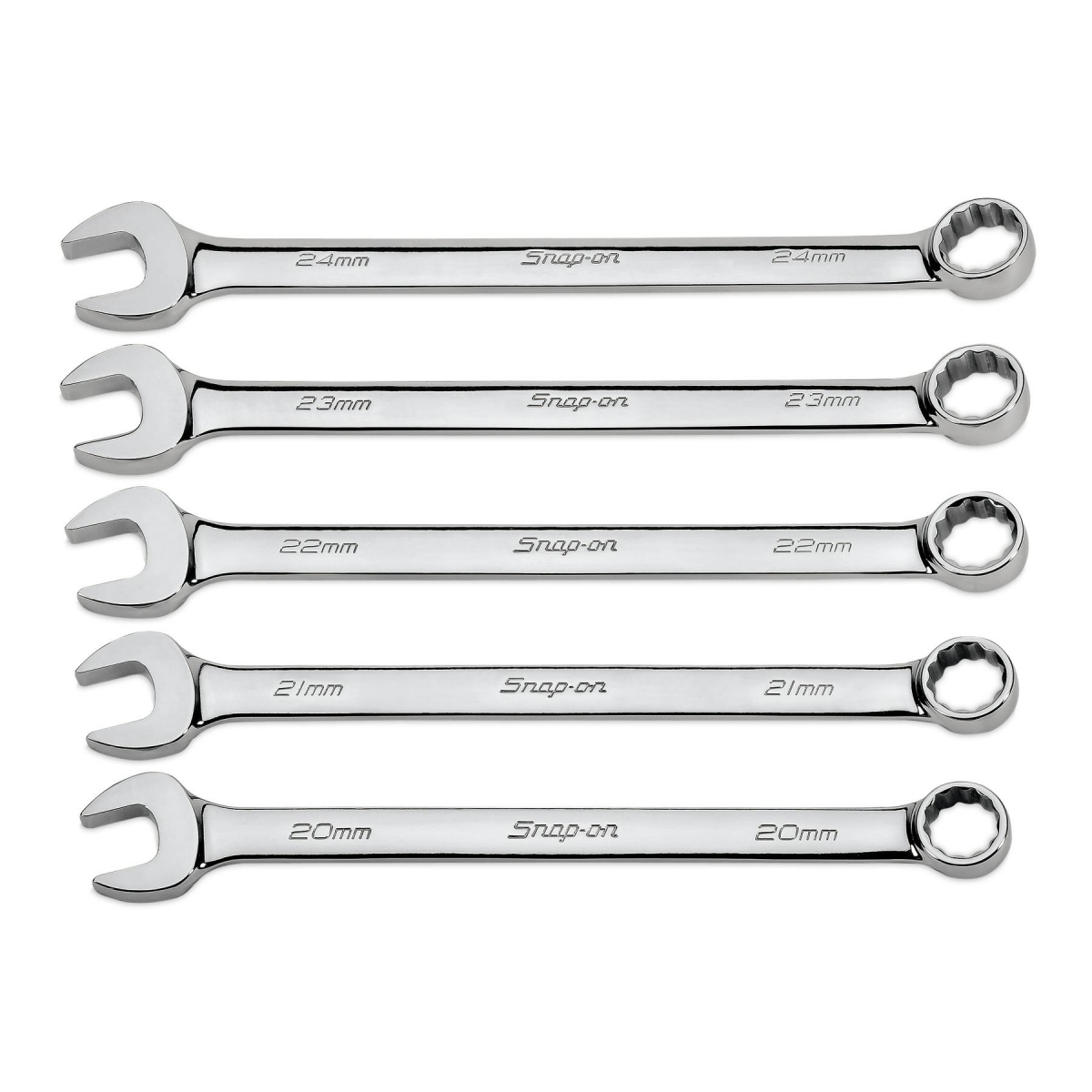 Snap-on 5 件裝 12 點公制 Flank Drive® 組合扳手套件(20–24 毫米) 5 pc 12-Point Metric Flank Drive® Combination Wrench Set (20–24 mm) - HASNA-OEXM705 - 商品圖 1