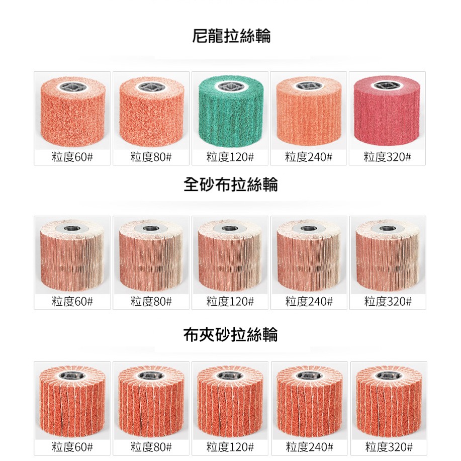 工業級金屬整平拋光用全砂布拉絲輪 - 商品圖 2