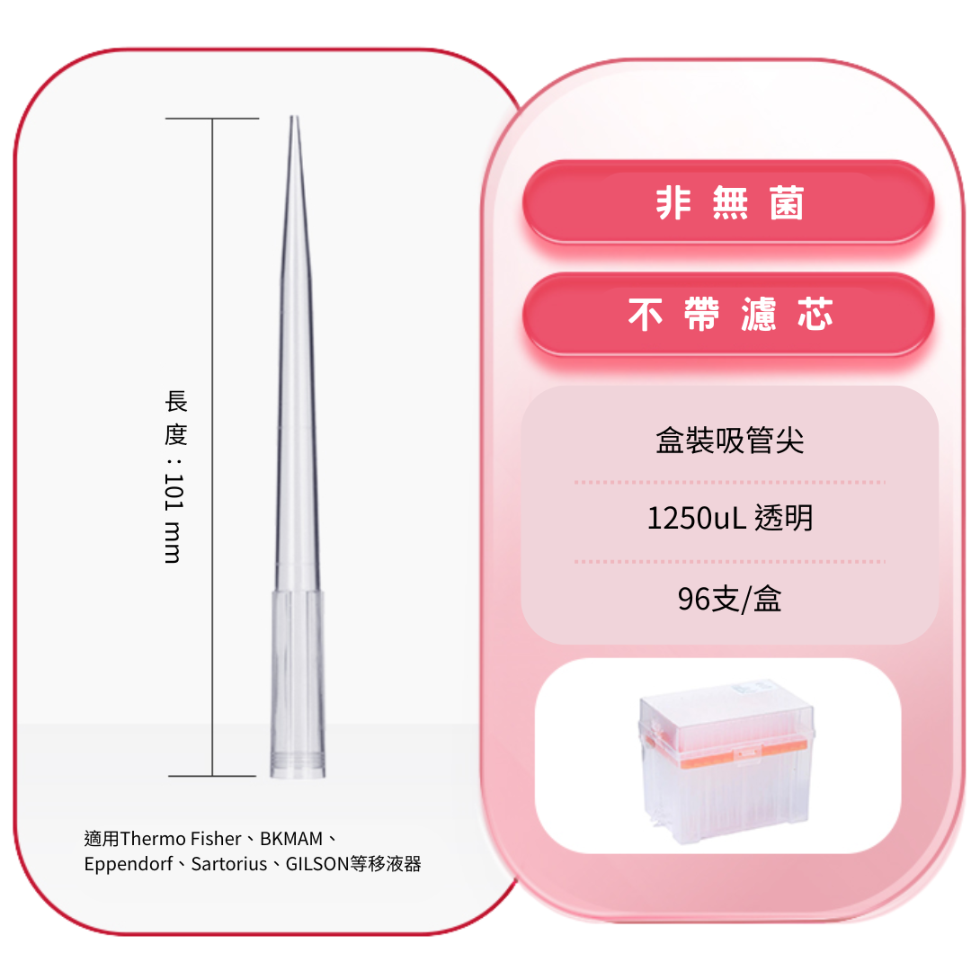 BKMAM / Labshark 1250uL吸管尖(盒裝) pipette tips - SABKM-130101025CS - 商品圖 1