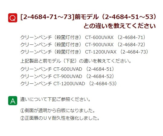 AS ONE Corporation 無菌操作台 (附殺菌燈) 600 x 503 x 811 毫米 及其他 CT-600UVAX-L 和更多型號 - 商品圖 5