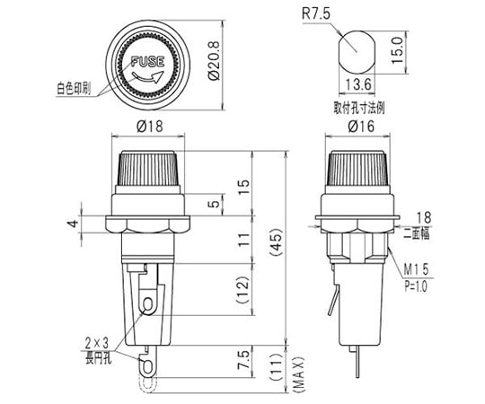 SATO PARTS CO., LTD. 保險絲座 防震帽高度：10 毫米 250 伏特 -10 安培 適用尺寸：直徑 6.4 x 30 毫米 F-4000-A - 商品圖 2