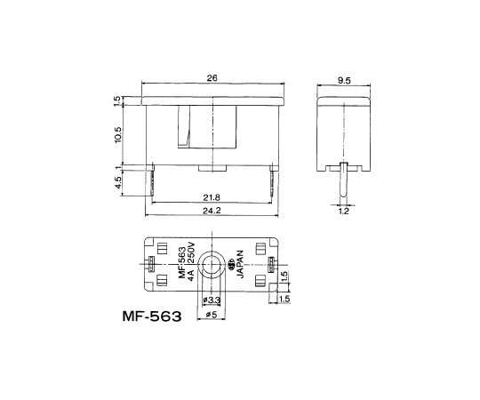 MARUSHIN RADIO ELECTRIC 基板安裝式保險絲座 MF563 - 商品圖 2