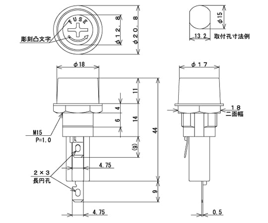 SATO PARTS CO., LTD. 保險絲座 螺絲型 防震 250 V - 10 A 白色 適用尺寸：phi 6.4 x 30 mm F-130 - 商品圖 2