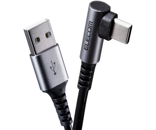 Type-C/USB-C 傳輸線 適用於智慧型手機 USB (A-C) 認證 L型接頭 抗菌/抗病毒 0.3 公尺 黑色 及其他 MPA-ACL03NBK 和更多型號 - 商品圖 5