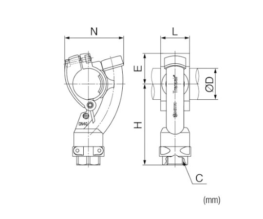 NITTO KOHKI CO., LTD. 迷你支架 直徑D (毫米): 25 C: Rc1/2 E (毫米): 31.5 ALN-BRM-25N - 商品圖 2
