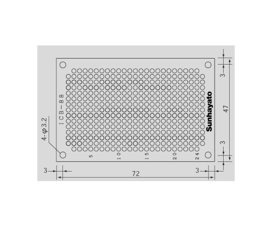 Sunhayato Corp. 通用基板 單面紙質酚醛 72 x 47 mm 適用於 DIP-IC 的接腳佈局 ICB-88 - 商品圖 2