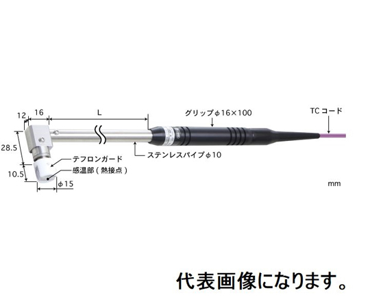 靜態表面接觸支撐型溫度感測器 φ15 鐵氟龍護套 (低溫用、接地) 90° (彎頭使用) K型管 L: 30 標準插頭 及其他 AX-214K-00-1-TC1-ASP 和更多型號 - 商品圖 4