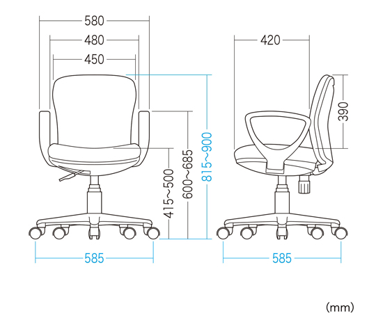 辦公椅 藍色 寬585 x 深585 x 高815~900 公釐 及其他 SNC-T145KBL 和更多型號 - 商品圖 6