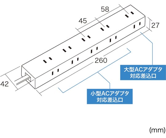 電源分接器 2P，10 個獨立插孔，強力釹磁鐵附防塵蓋，黑色 1 公尺及其他 TAP-2210-1BK 和更多型號 - 商品圖 3