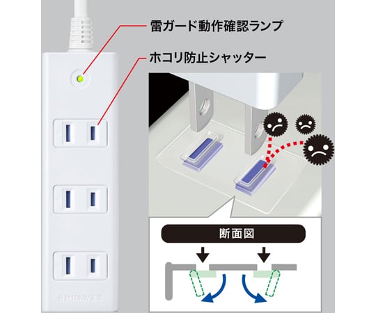 防雷延長線 2P/4獨立插孔 1公尺 及其他 TAP-SP225 和更多型號 - 商品圖 3