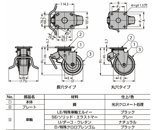 重型腳輪 400系列 (萬向輪) 及其他 SUG-31-404R-PSE 和更多型號 - 商品圖 8