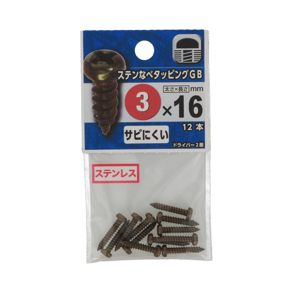 不鏽鋼平頭攻牙螺絲 GB 3 x 16 1組 (12件 x 5包) 及其他 - 商品圖 2