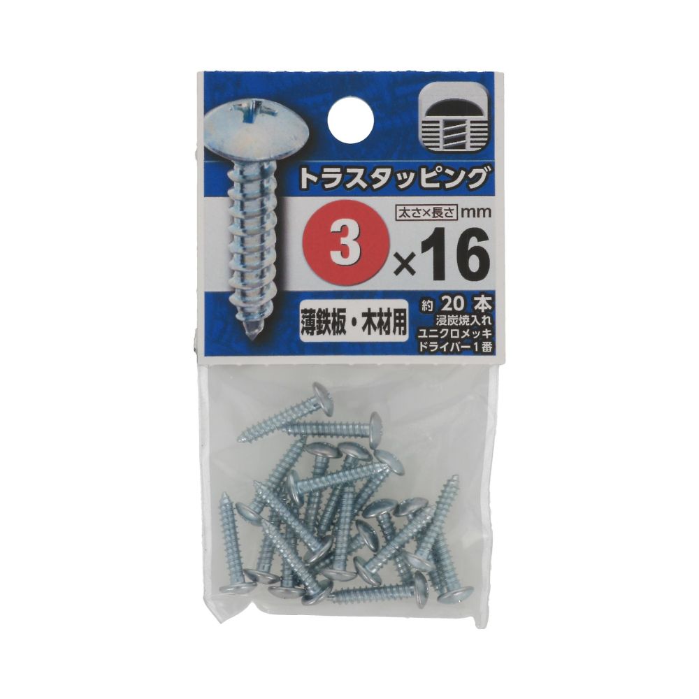 大扁頭自攻螺絲 3 x 16 1組 (20個 x 5包) 及其他 - 商品圖 2