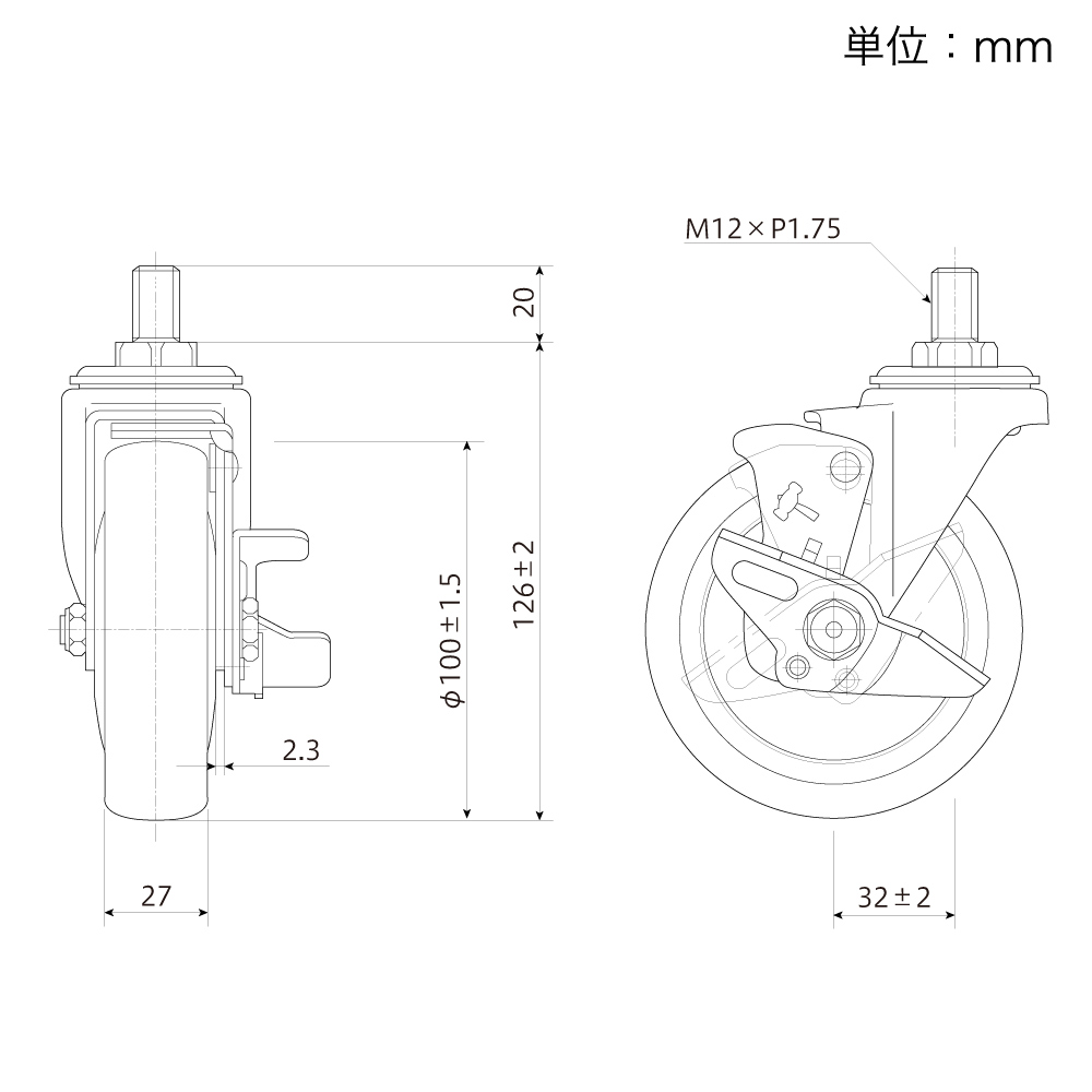 靜音腳輪 420 BER-CLZ100 (無煞車/非旋轉固定型/平板型) 1組 (4個) 及其他 - 商品圖 4